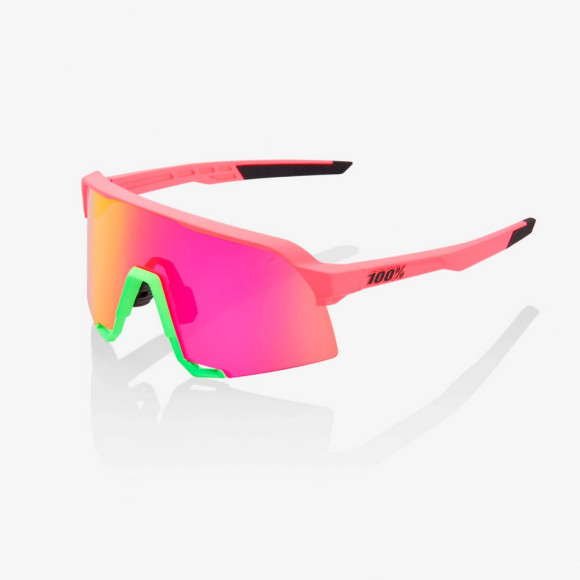 Gafas 100% S3 Matte Washed Out Neon pink lente purple Mirror 