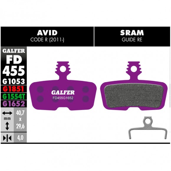 Pastilhas de freio GALFER E-Bike Avid Code R 