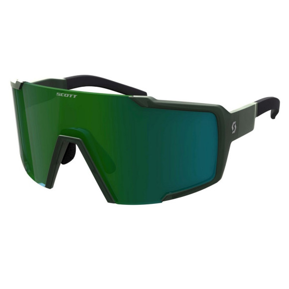 Óculos SCOTT Shield Compacto Verde Cáqui Verde Cromado 