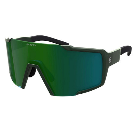 Occhiali da sole SCOTT Shield Compact Kaki Green Lenti cromate verdi 