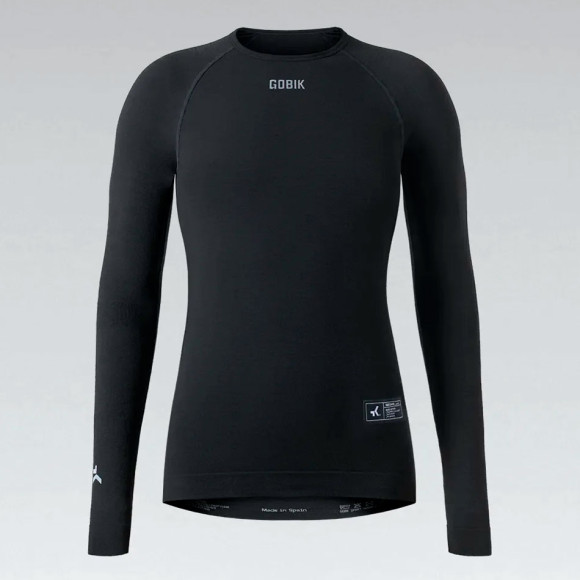 Camiseta feminina GOBIK Winter Merino manga comprida carvão 2024 PRETO XSS