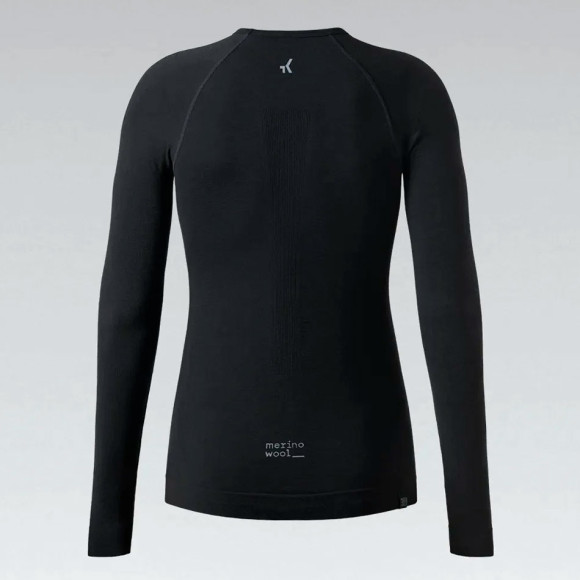 Camiseta feminina GOBIK Winter Merino manga comprida carvão 2024 PRETO M.L.