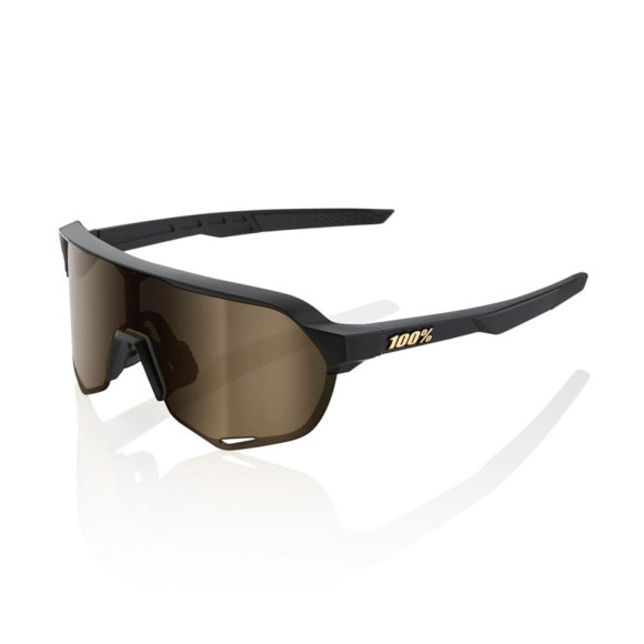 Lunettes 100% S2 Soft Gold Mirror Lens Noir Mat 