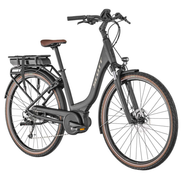 Bicicleta eléctrica SCOTT Sub Active Eride 10 Unisex Rack NEGRO S